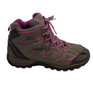 Merrell Hilltop Ventilator Mid Waterproof Hiking Shoes Womens‎ Size 6 Pink Brown